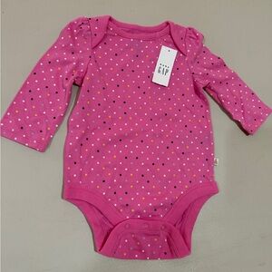 NWT BABY GAP Pink and White Bodysuit with Long Sleeves